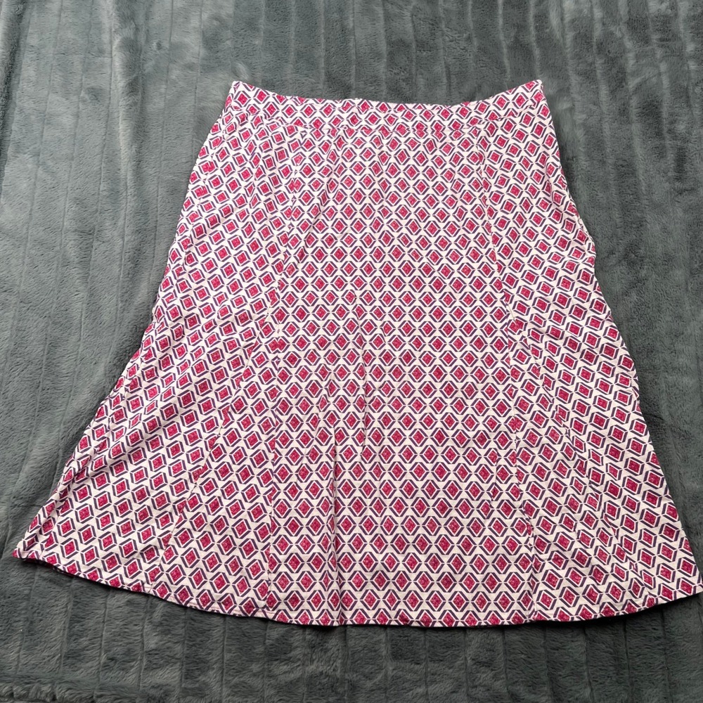 Jaclyn Smith Pink Purple Geometric Diamond Linen Blend Midi Skirt XL 12866
